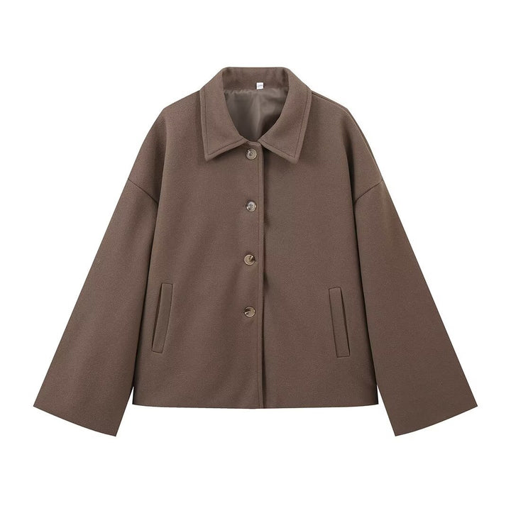 Damen modische Oversized-Winterjacke mit Knopfleiste und praktischen Taschen Drune