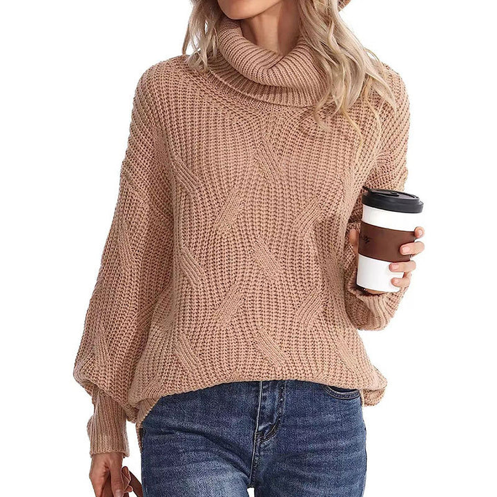 Damen Strickpullover mit hohem Kragen und strukturierter Maschenoptik Drune
