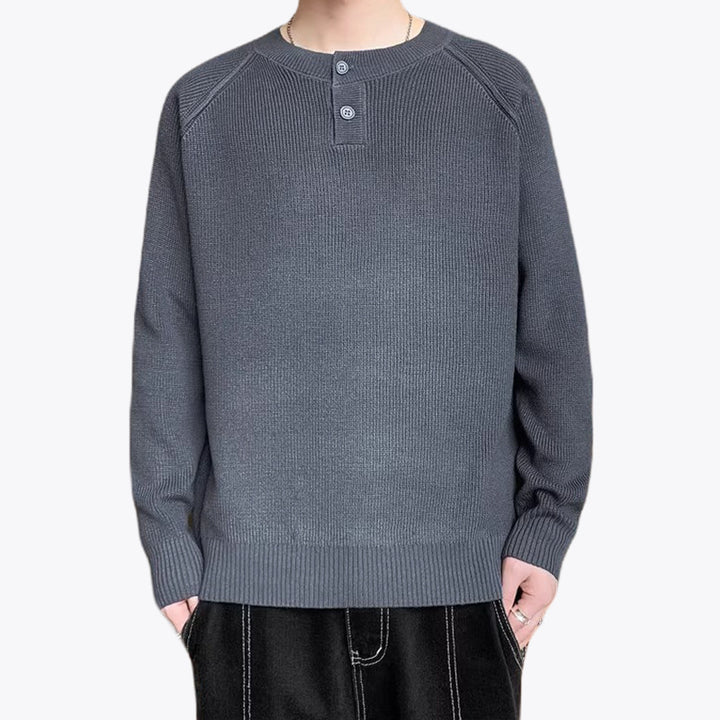 Herren Grobstrickpullover mit Knopfdetails Drune