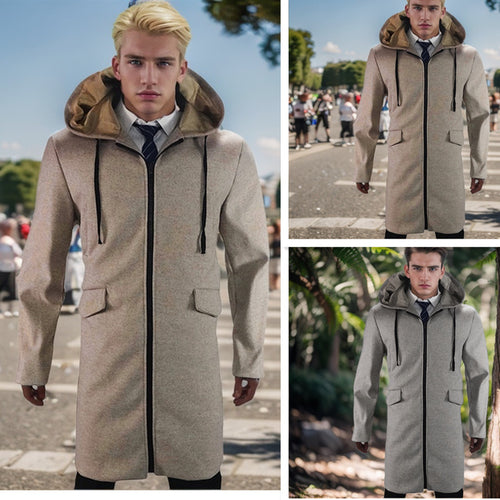 Herren Modische Parka-Jacke mit abnehmbarer Kapuze und praktischen Taschen Drune