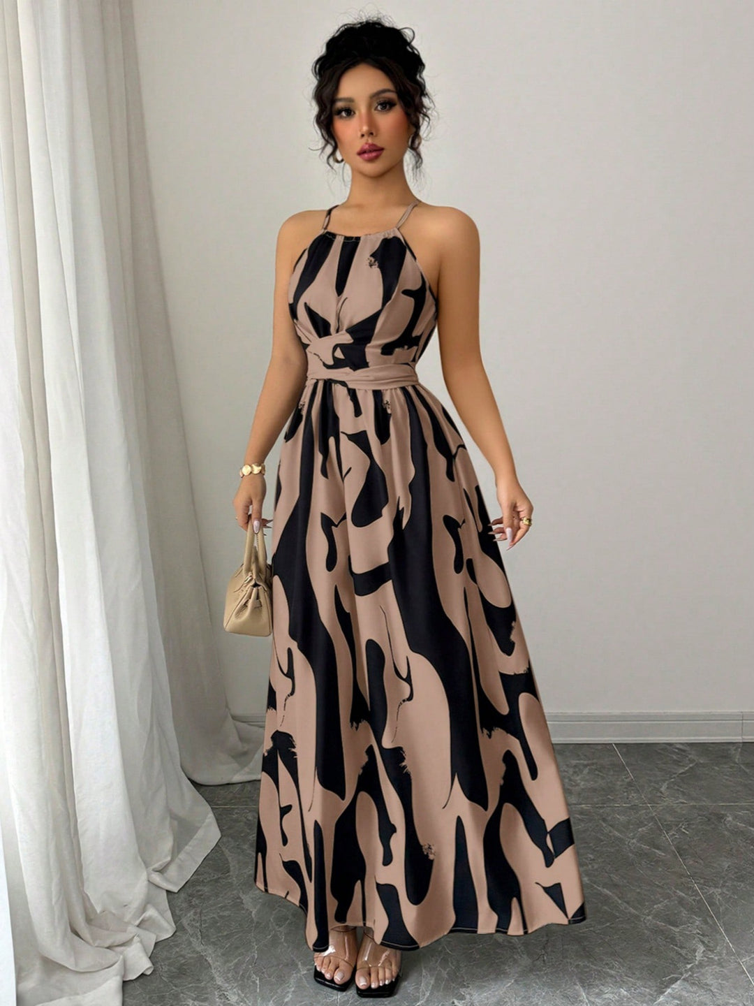 Damen Maxikleid mit modernen Animal-Prints Drune