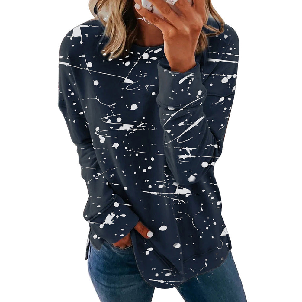 Damen Kreatives Sweatshirt mit Farbklecks-Design Drune