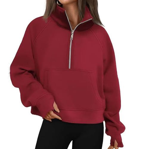 Damen Sportlicher Hoodie mit hohem Kragen Drune