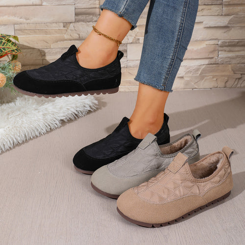 Damen Gepolsterte gesteppte Slip-On Freizeitschuhe mit rutschfester Profilsohle Drune