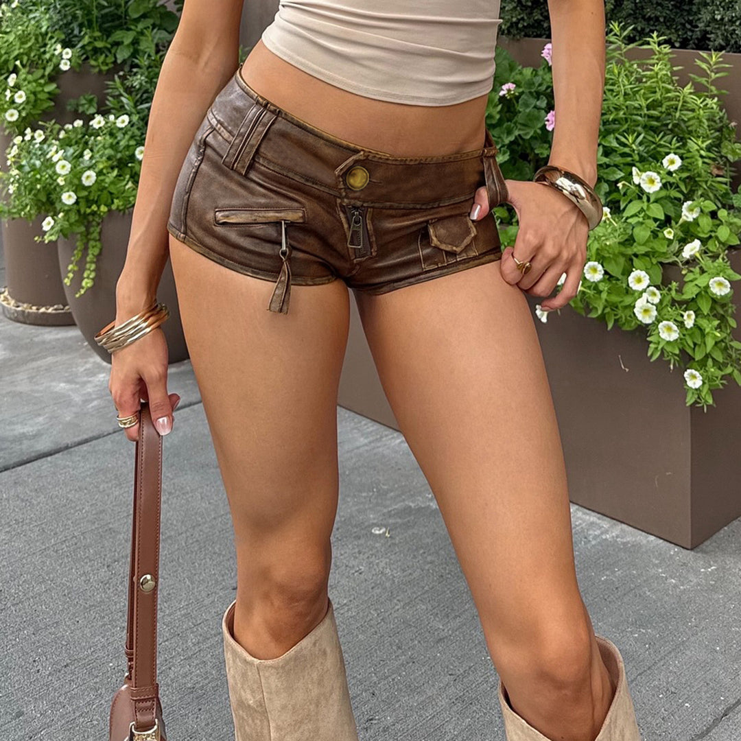 Damen Kunstleder Shorts Drune
