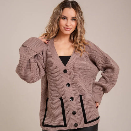Damen Strickjacke mit tiefen Taschen und lässigem Schnitt Drune