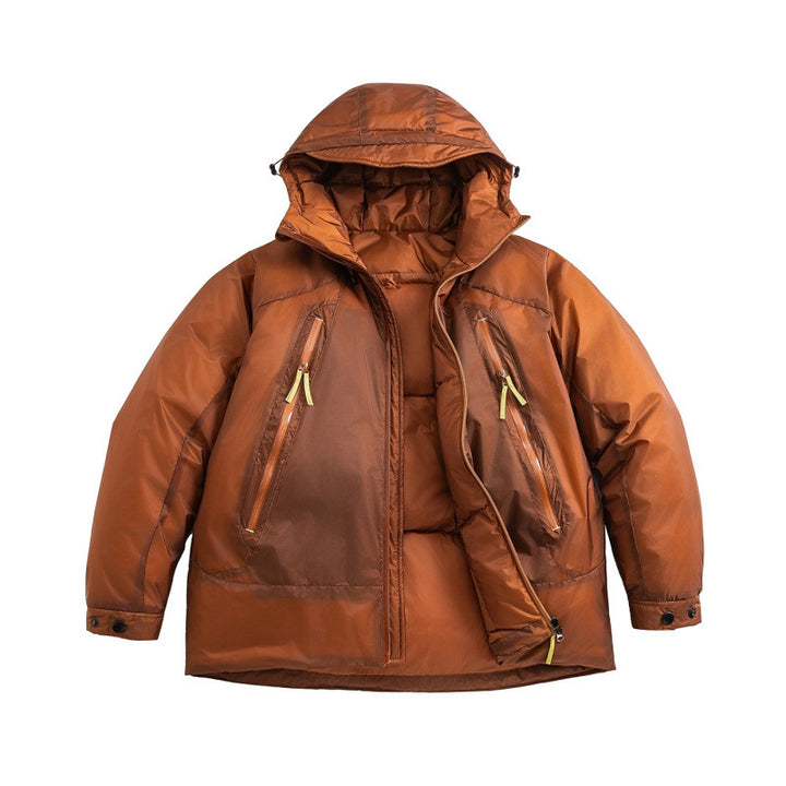 Unisex Oversize wattierte Kapuzenjacke mit schrägen Reißverschlusstaschen und verstellbarem Saum Drune