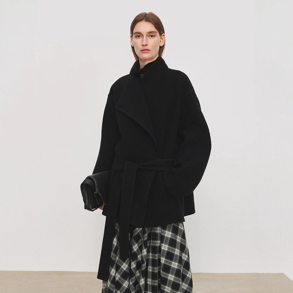 Damen eleganter Oversized-Mantel mit Bindegürtel Drune
