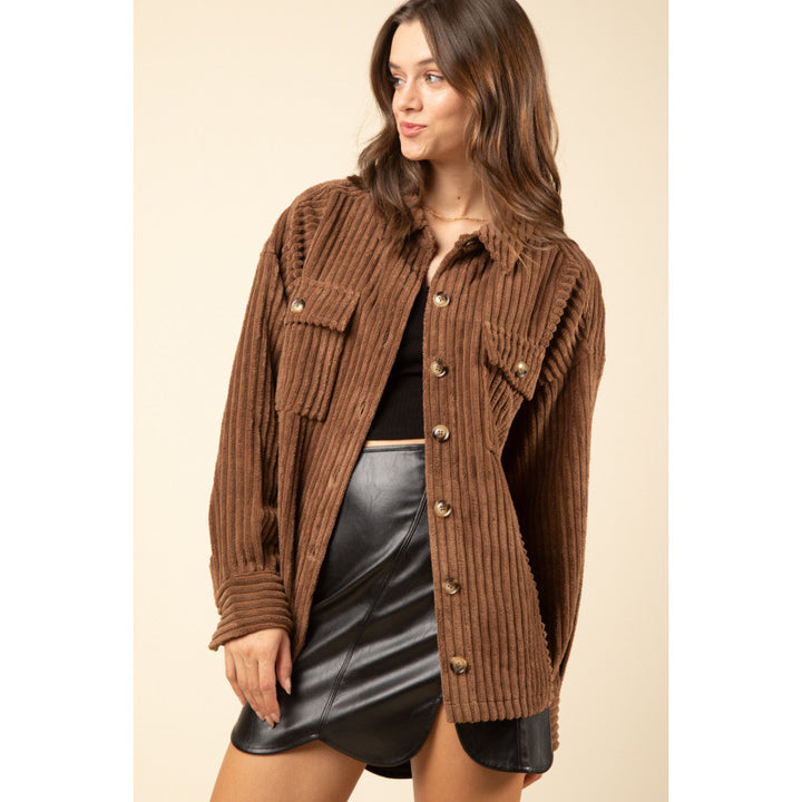 Damen lässige Cordjacke mit praktischen Taschen Drune