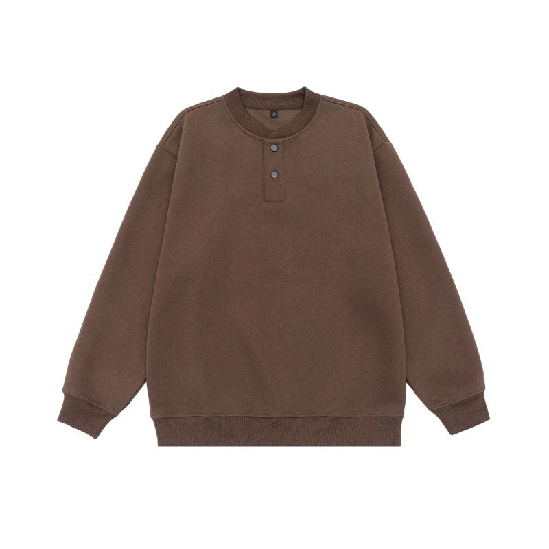 Unisex Weit geschnittenes Sweatshirt mit Halbknopfleiste und gerippten Bündchen Drune
