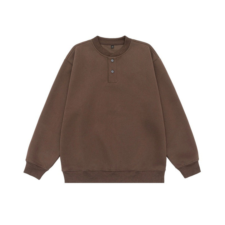Unisex Weit geschnittenes Sweatshirt mit Halbknopfleiste und gerippten Bündchen Drune