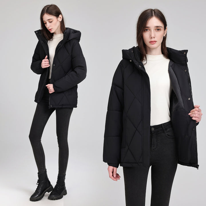 Damen Taillierter Steppparka mit Kapuze und Bindegürtel Drune