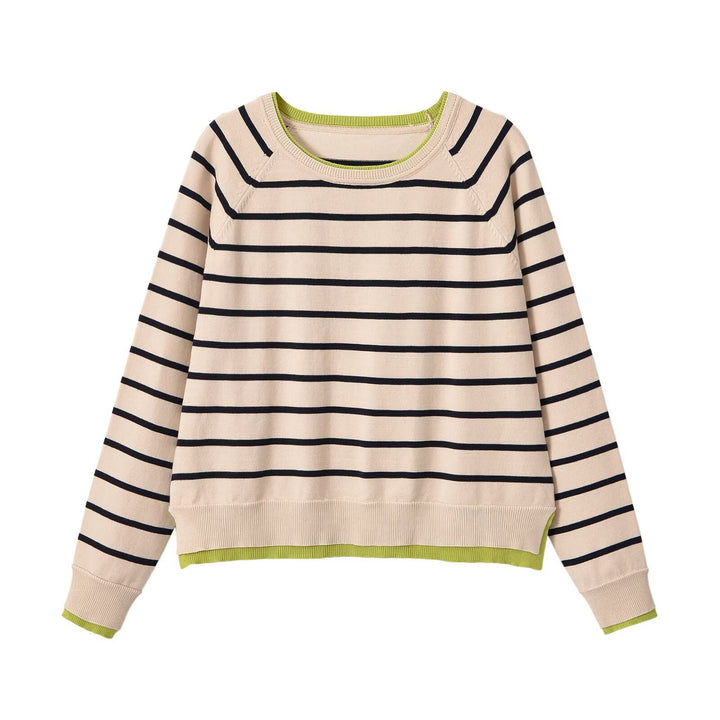 Damen Feinstrick-Pullover mit Lagenoptik, Rundhalsausschnitt und Raglanärmeln Drune