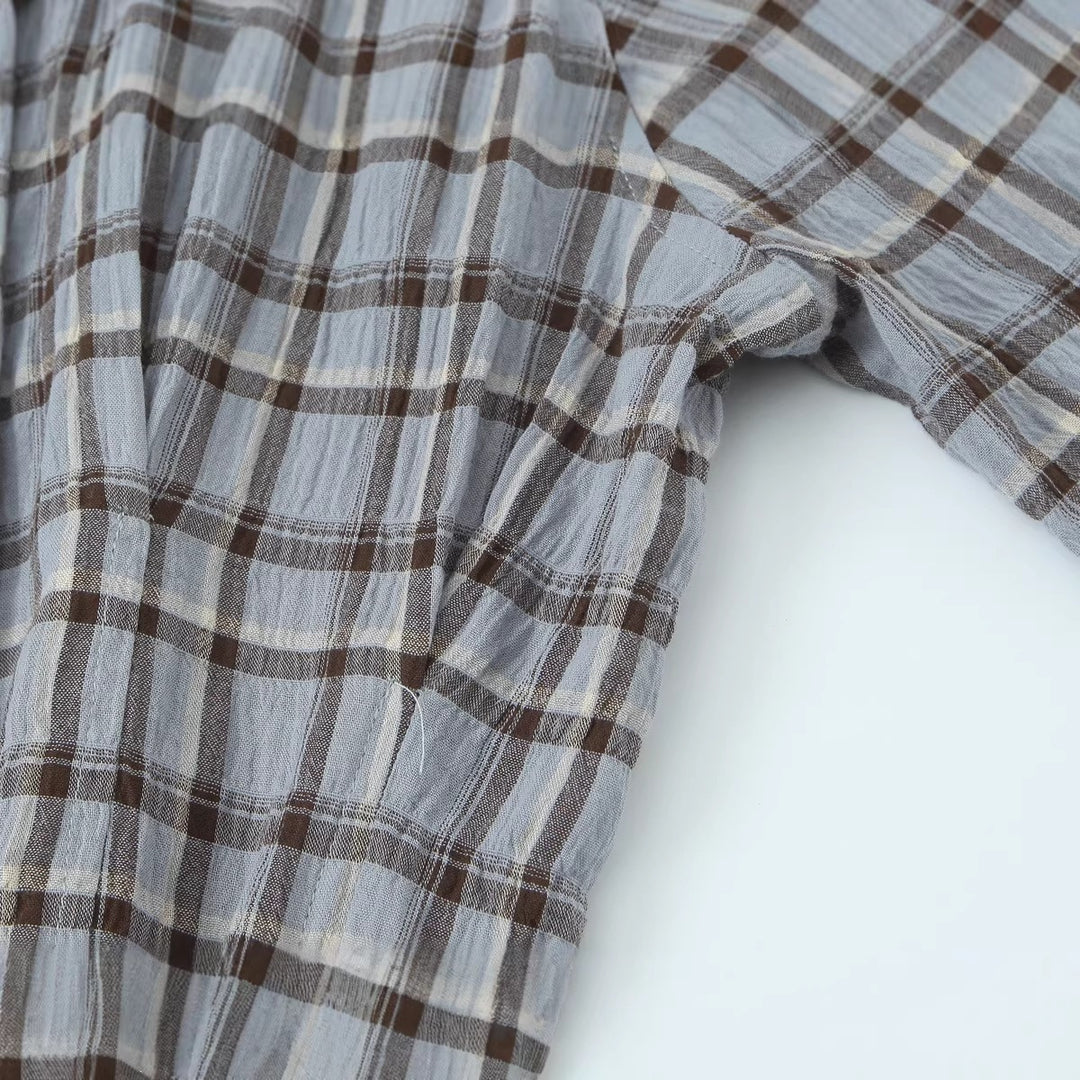 Damen Maxikleid im Hemdblusenstil mit durchgehender Knopfleiste und taillierter Faltenpartie Drune