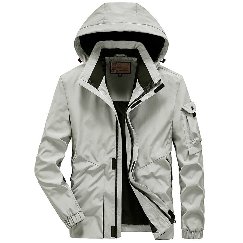 Herren Leichter Wasserabweisender Windbreaker mit Kapuze und Mehrfachtaschen Drune