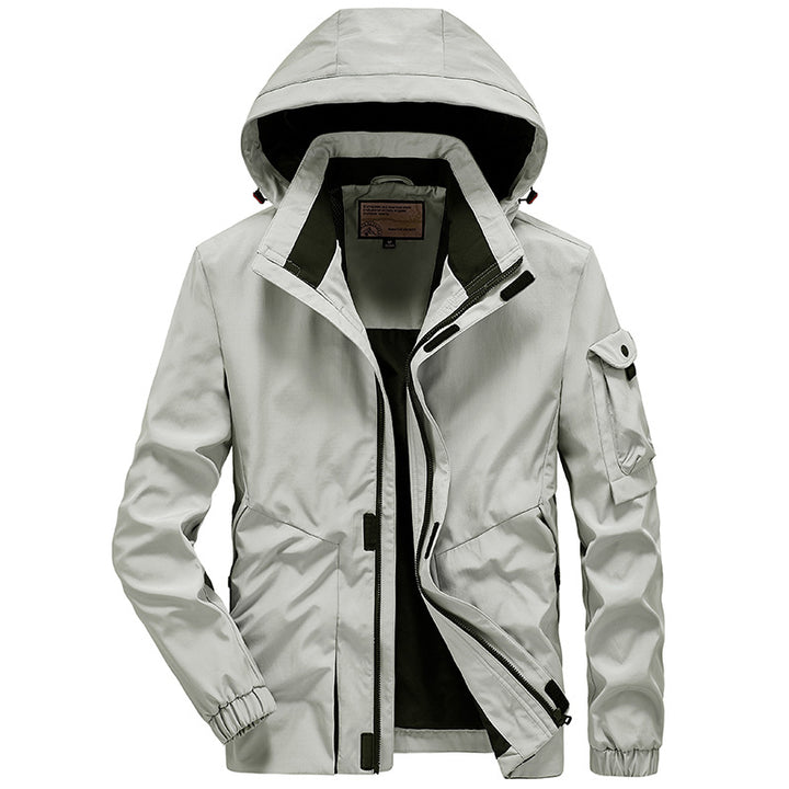 Herren Leichter Wasserabweisender Windbreaker mit Kapuze und Mehrfachtaschen Drune