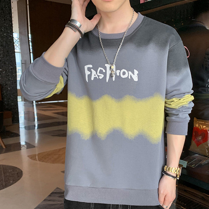 Herren Oversize Sweatshirt mit Batik-Effekt, Rundhals und Print Drune