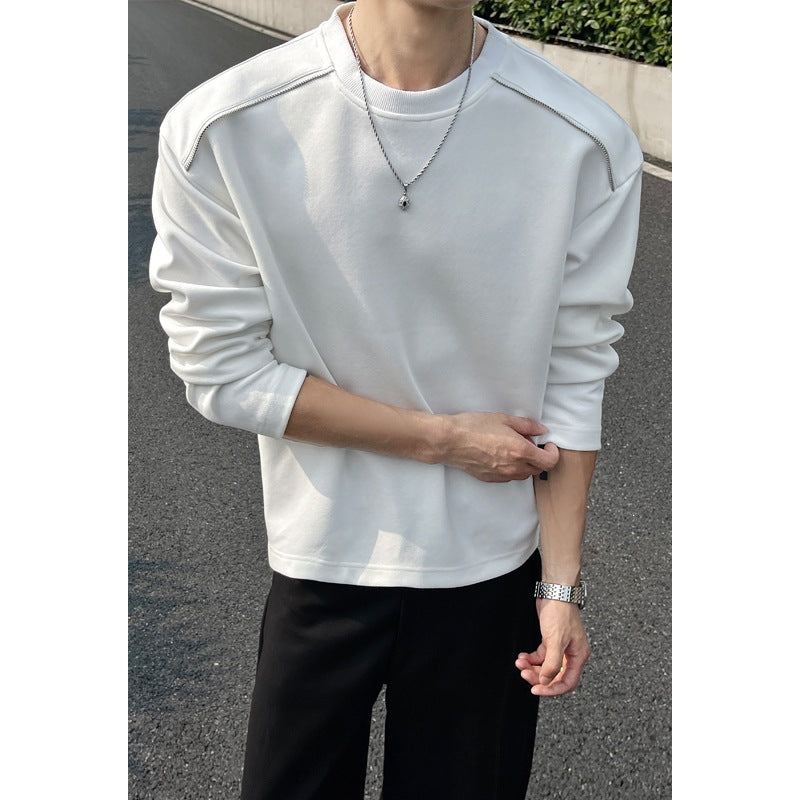 Herren Oversize-Rundhals-Sweatshirt mit überschnittener Schulter und dekorativen Steppnähten Drune