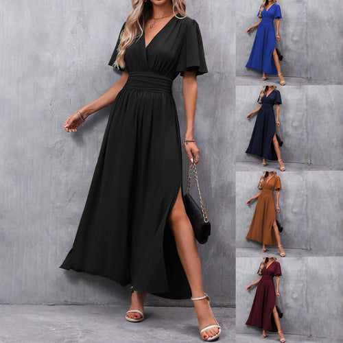 Damen maxikleid mit fließendem Schnitt und eleganten Ärmeln Drune