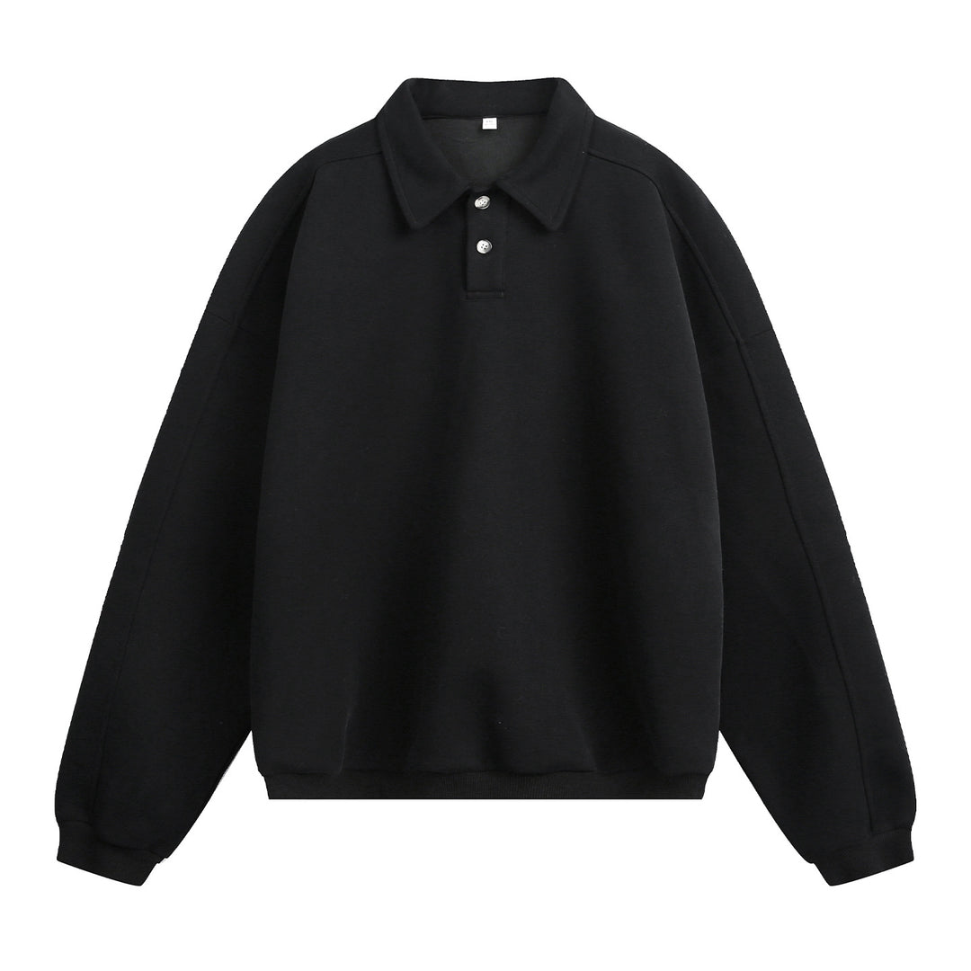 Unisex Lässiges Oversize-Polo-Sweatshirt mit Hemdkragen, Raglanärmeln und Bündchen Drune