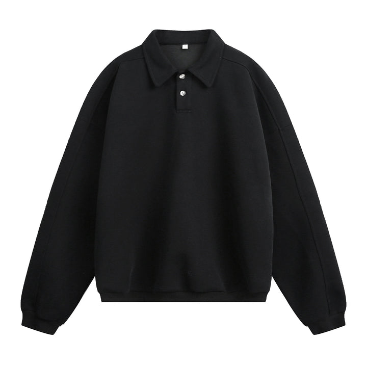 Unisex Lässiges Oversize-Polo-Sweatshirt mit Hemdkragen, Raglanärmeln und Bündchen Drune