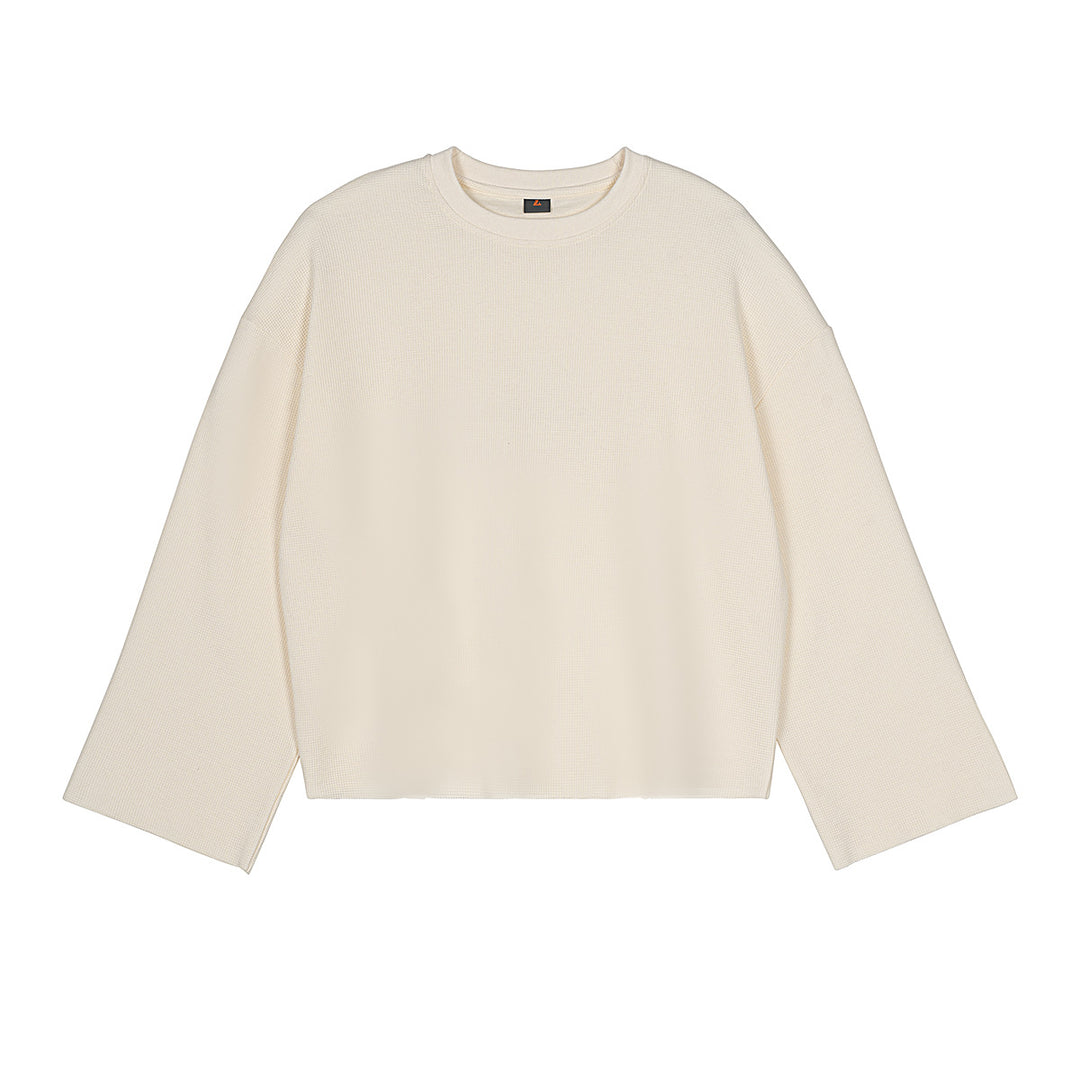 Herren Boxy Waffelstrick-Pullover mit Oversize-Schnitt und Rundhalsausschnitt Drune
