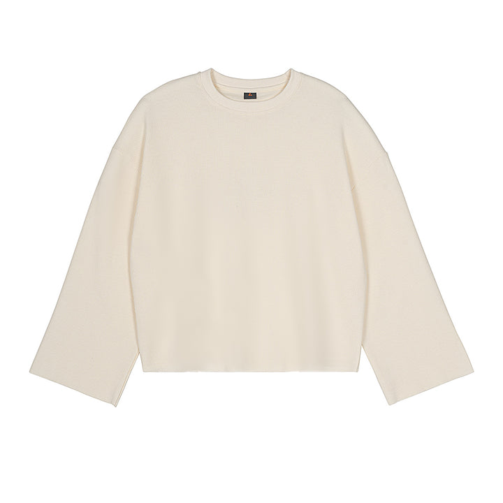 Herren Boxy Waffelstrick-Pullover mit Oversize-Schnitt und Rundhalsausschnitt Drune