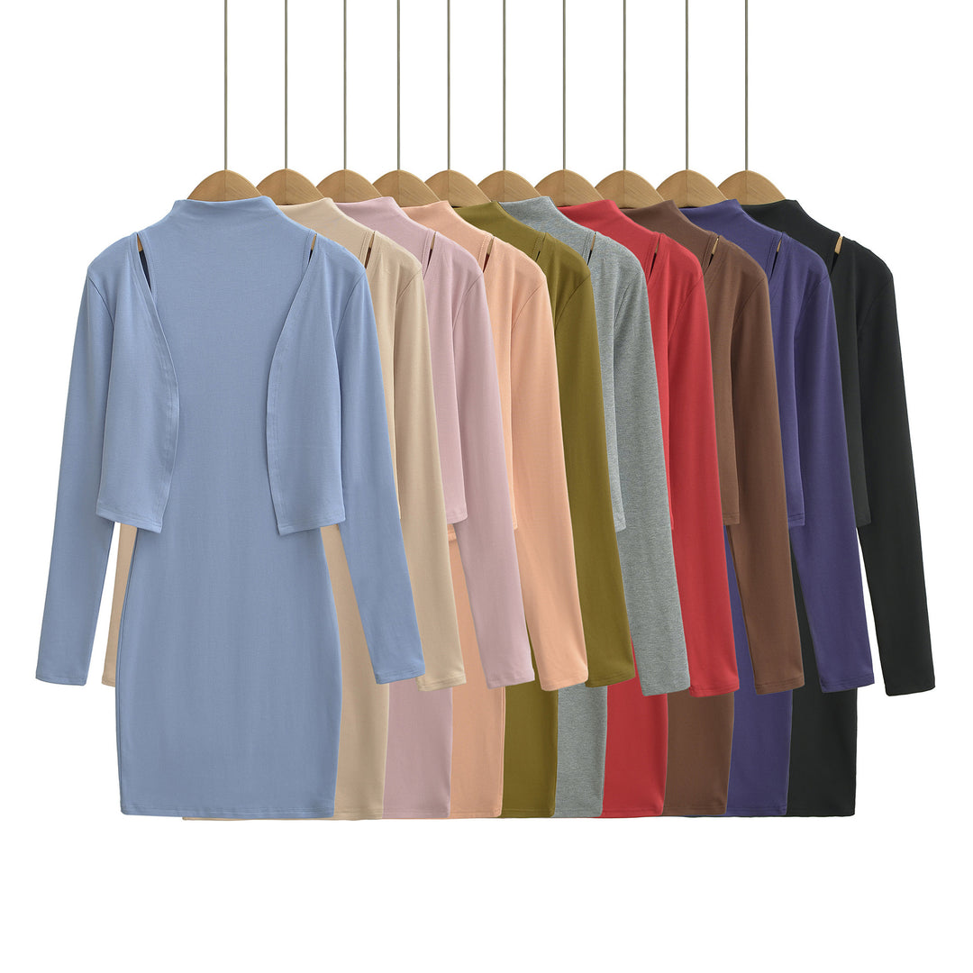 Damen Figurnahes Midikleid mit integriertem Bolero und Stehkragen Drune