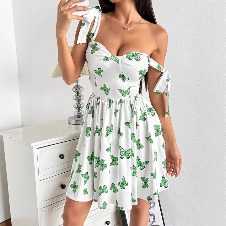 Damen Sommerkleid mit verspieltem Schmetterlingsdesign und verstellbaren Trägern Drune