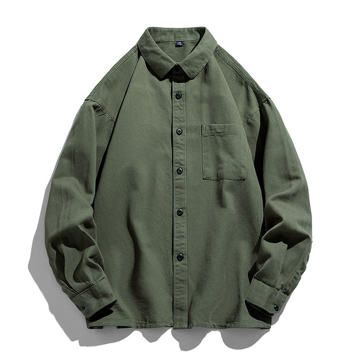 Herren Lockeres Overshirt-Hemd aus Baumwollmix mit Brusttasche und überschnittener Schulter Drune