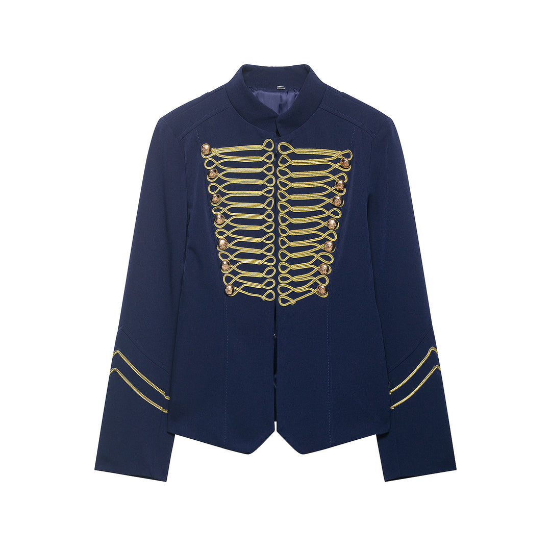Damen Gala-Militärblazer im Parade‑Stil mit Kordelbesatz und Stehkragen Drune