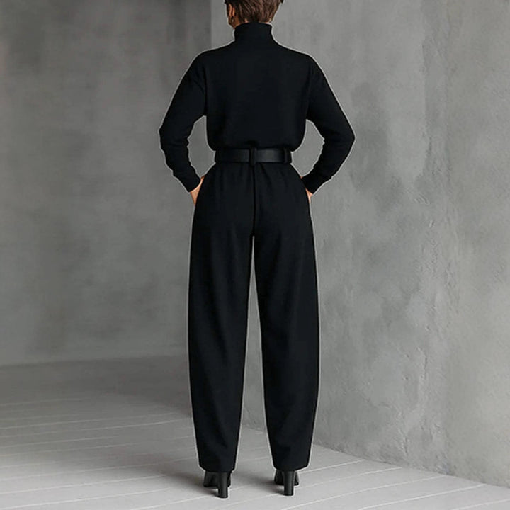 Damen Utility-Jumpsuit mit hohem Kragen und Taillengürtel Drune