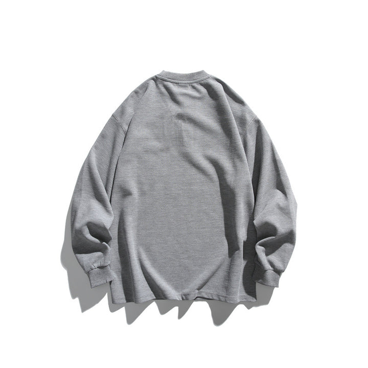 Unisex Oversize Waffel-Henley mit Raglanärmeln und Brusttasche Drune