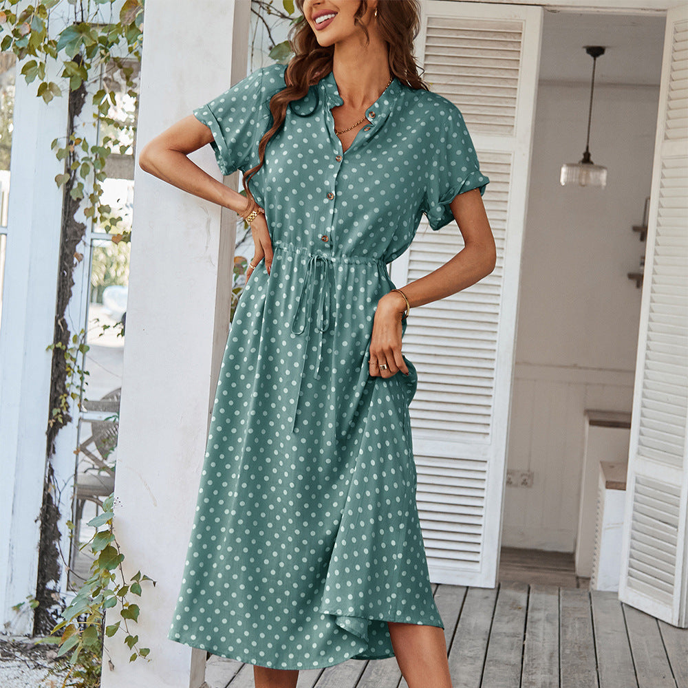 Damen Sommerkleid mit Knopfverschluss und taillierten Design Drune