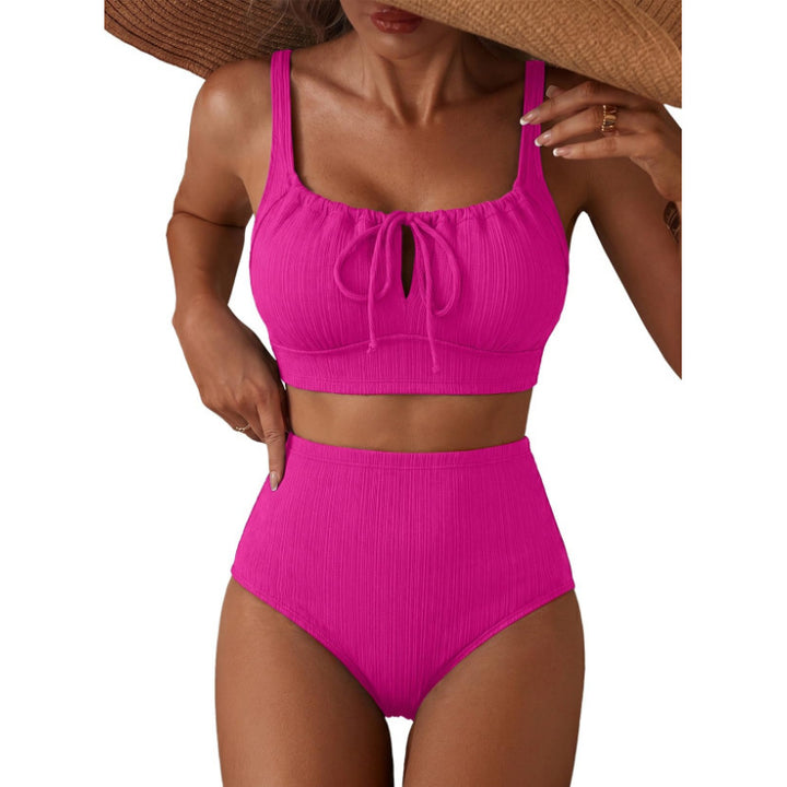 Damen Hochgeschnittener Bikini mit gerafftem Oberteil Drune