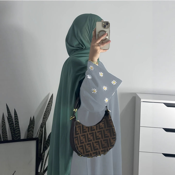 Damen elegantes Tunikakleid mit floralem Stickmuster Drune