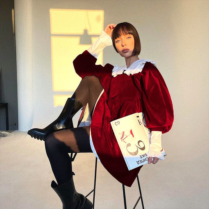 Drune | Luxuriöse Französisch Stil Puppe Kragen Mode Kleid