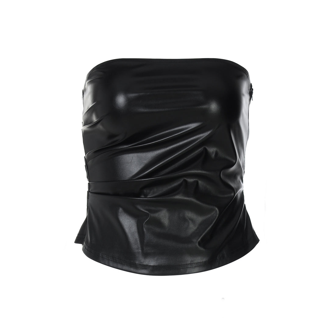 Damen ärmelloses Satin-Top mit elegantem Raffungselement Drune