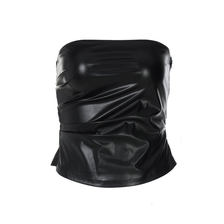 Damen ärmelloses Satin-Top mit elegantem Raffungselement Drune