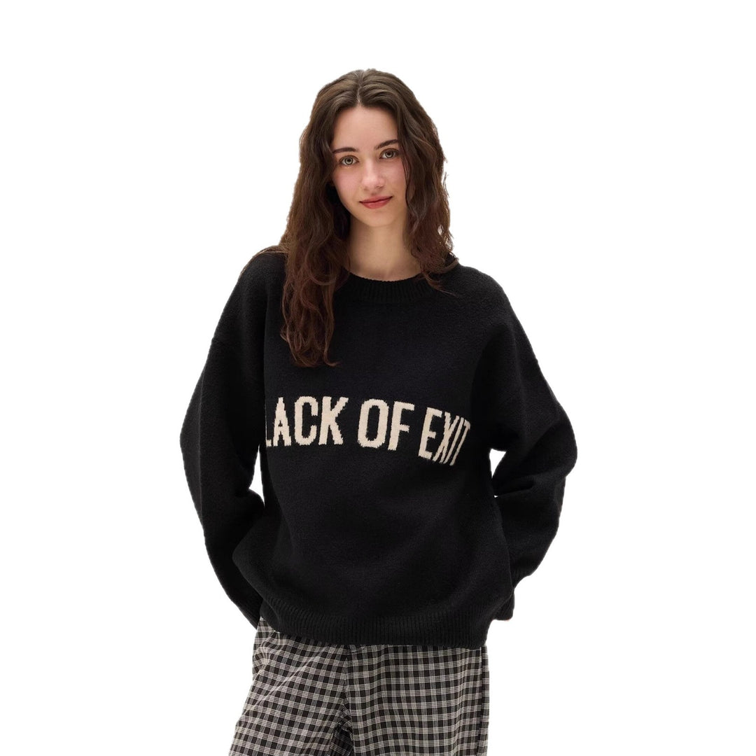 Damen Lässiger Oversized Pullover mit kreativem Schriftzug Drune