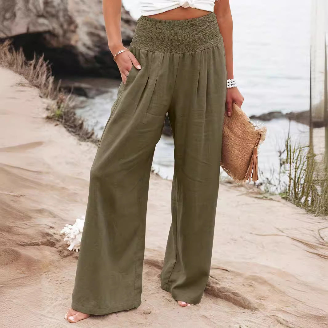 Damen Weite Sommerhose mit elastischem Bund und lockerem Schnitt Drune