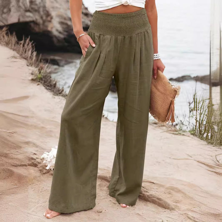 Damen Weite Sommerhose mit elastischem Bund und lockerem Schnitt Drune