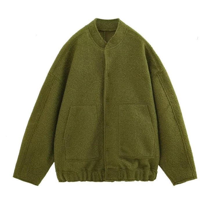 Damen 70+ Oversize Teddy-Fleece Jacke mit Stehkragen und aufgesetzten Taschen Drune