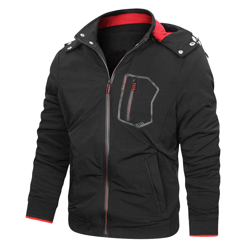 Herren Sportliche Softshell-Hoodiejacke mit wasserabweisender Membran Brusttasche und Stehkragen Drune