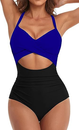 Damen Einteiliger Badeanzug mit elegantem Wickelschnitt Drune