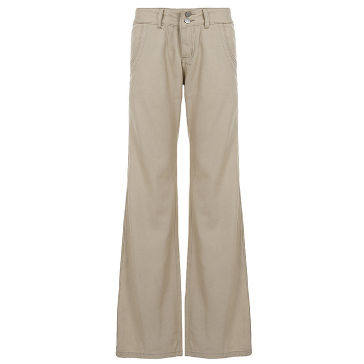 Damen lässige Flared Jeanshose mit hohem Bund und weitem Bein Drune