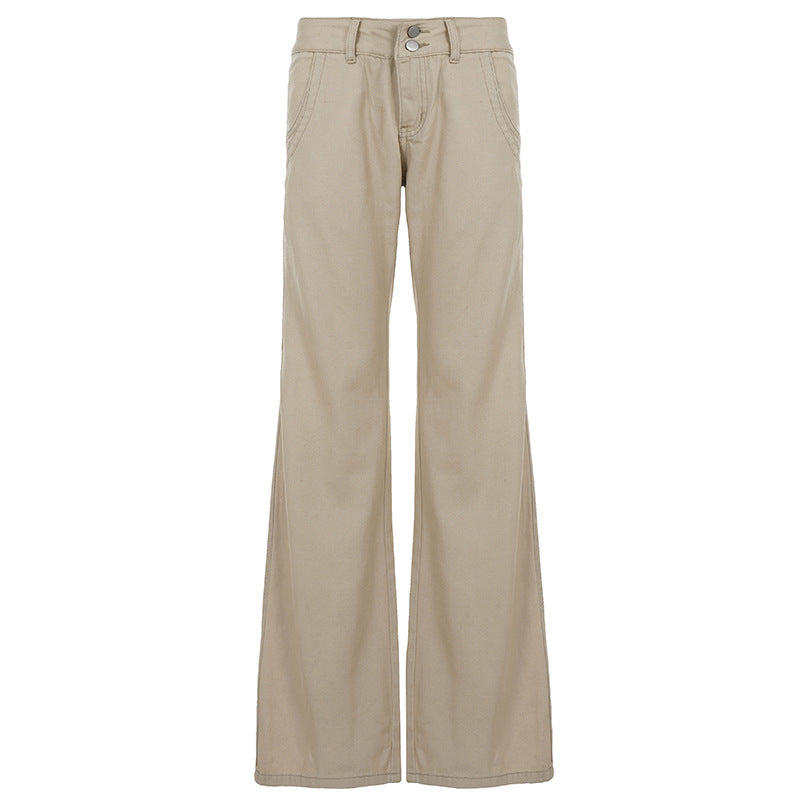 Damen nan Highwaist Schlaghose mit weitem Bein, hohem Bund und Gürtelschlaufen Drune