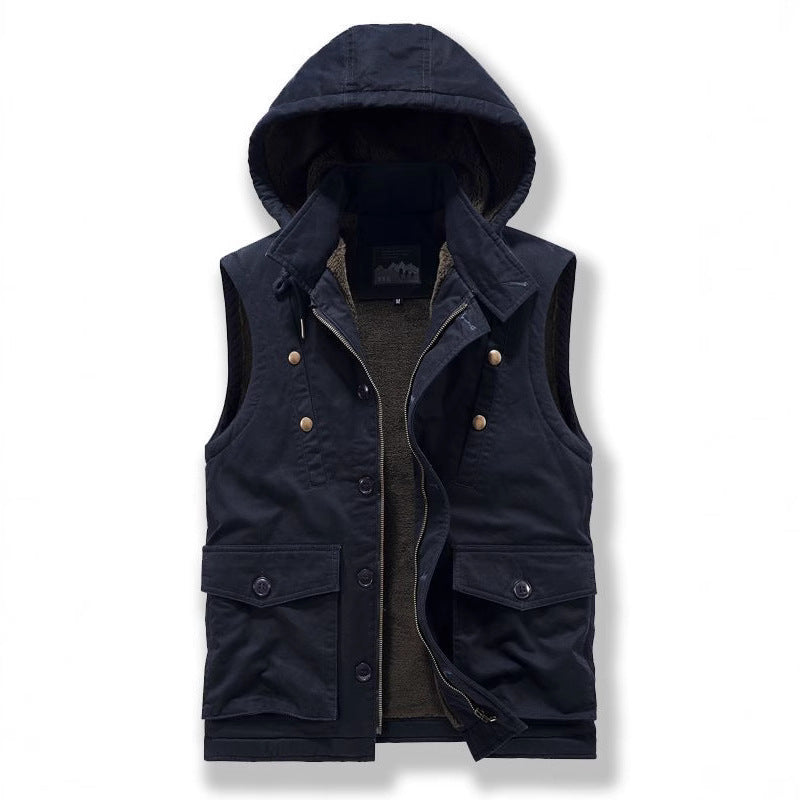 Herren wattierte Utility-Weste mit Teddyfutter und Kapuze Drune