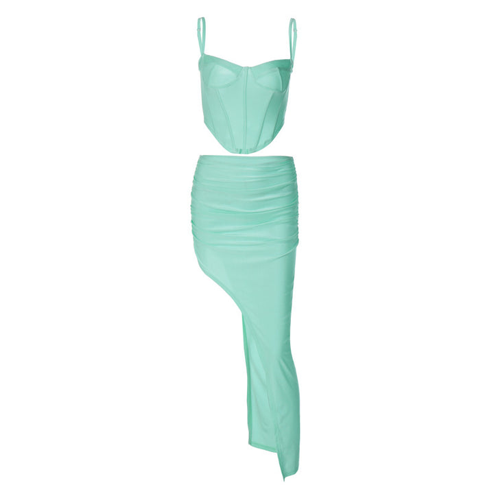 Damen Elegantes Bustier-Oberteil mit asymmetrischem Rock Drune