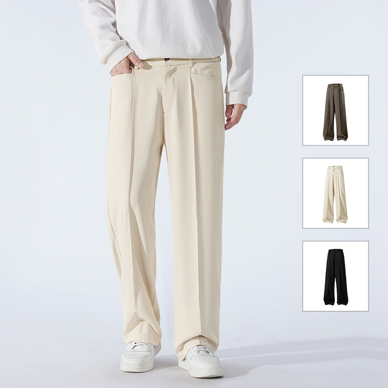Herren Weite Crêpe‑Hose mit Bundfalte und gerader Bügelfalte Drune
